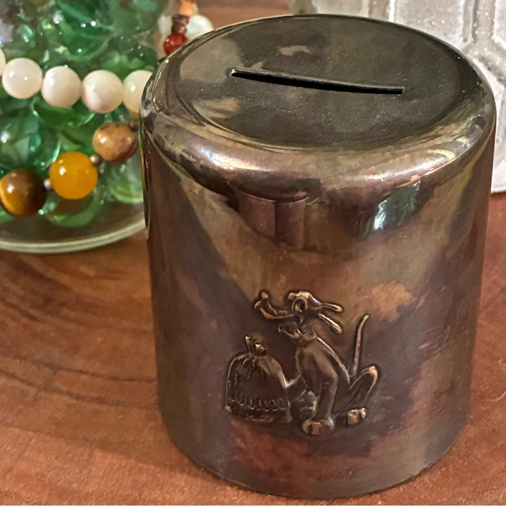 Rare Vintage Nickel Silver Pluto Coin Bank with Key, Excellent Condition